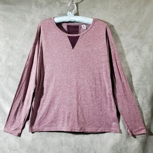 FREE2B Activewear Workout Long Sleeve Vented Back Top Purple Heather L